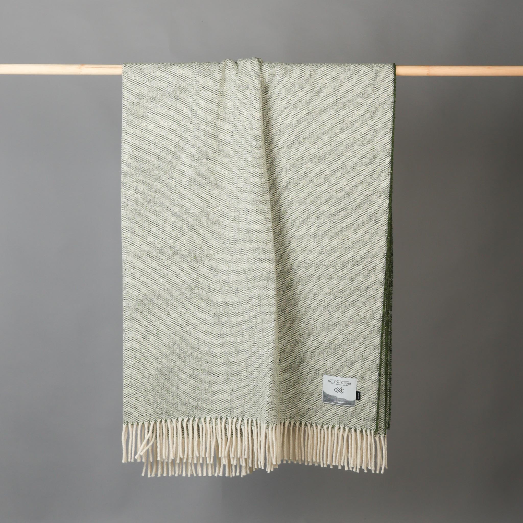 Green Textured Donegal Tweed throw