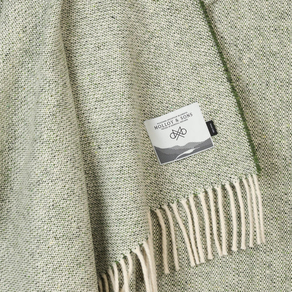Green Textured Donegal Tweed throw