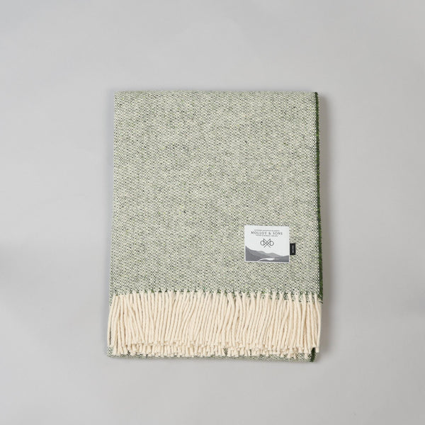 Green Textured Donegal Tweed throw