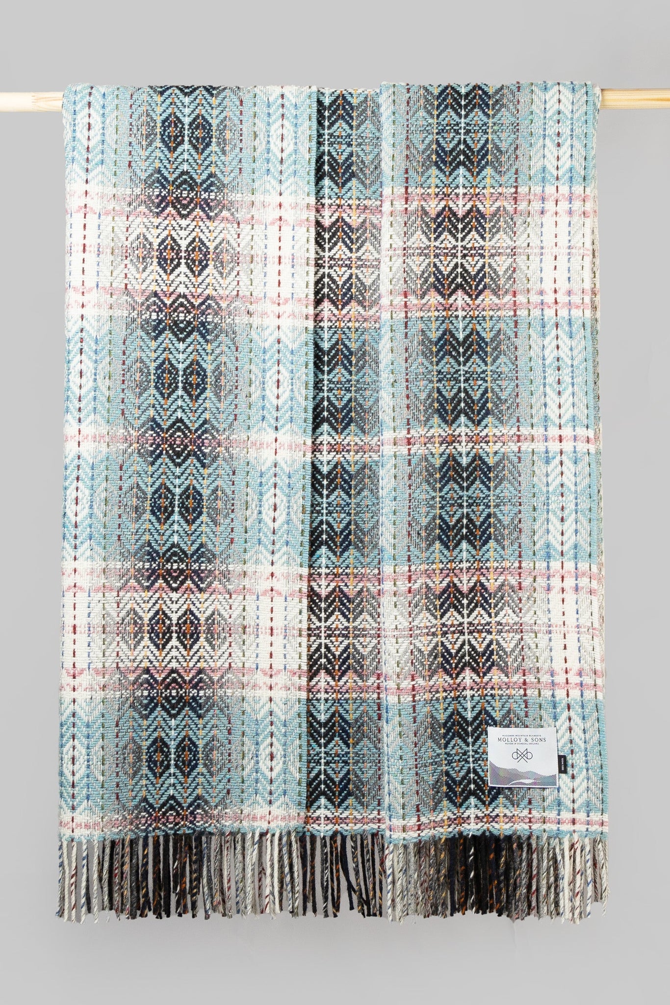 Teal Diamond weave throw