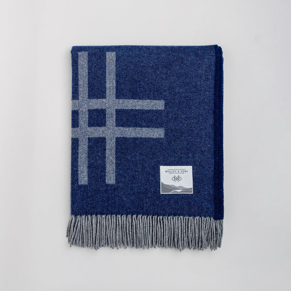 Blue Crosshatch Throw