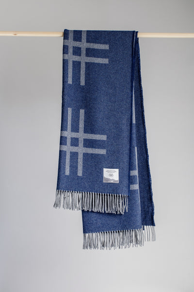 Blue Crosshatch Throw