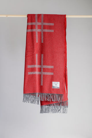 Red Crosshatch Throw