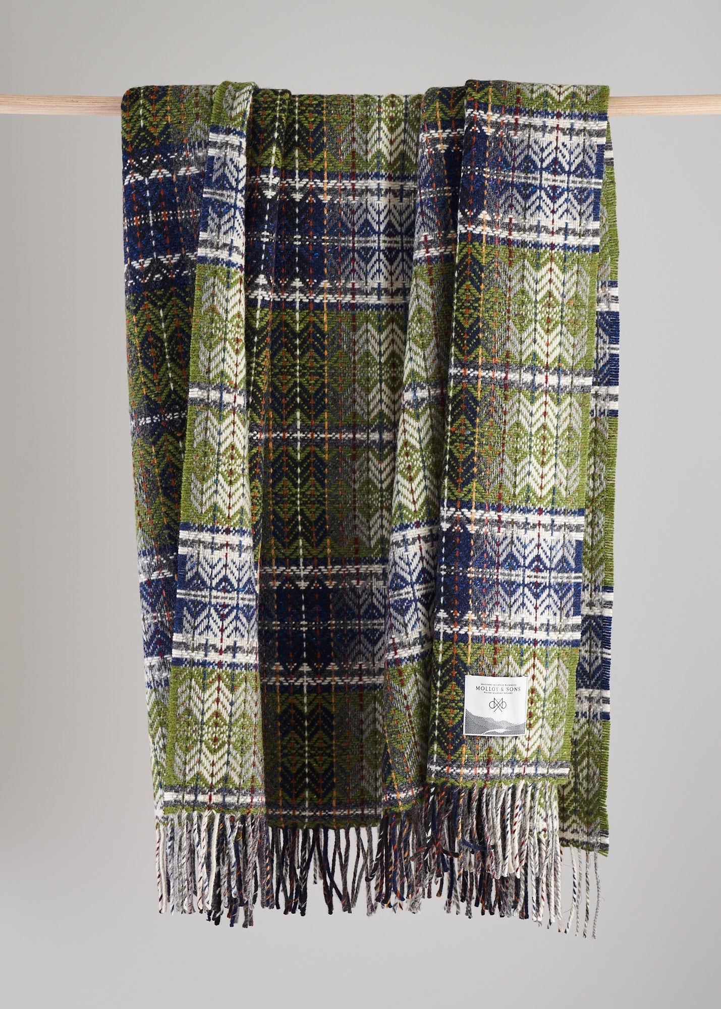 Green Diamond weave throw