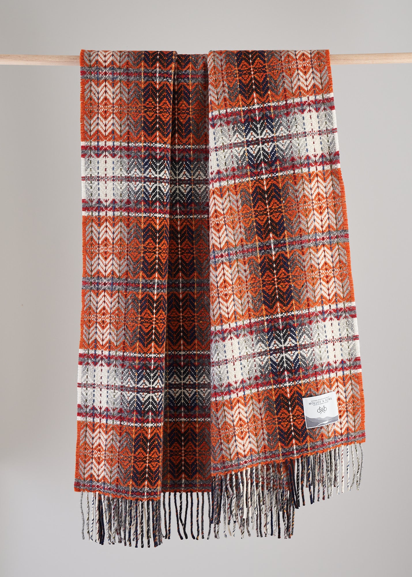 Orange Diamond weave throw